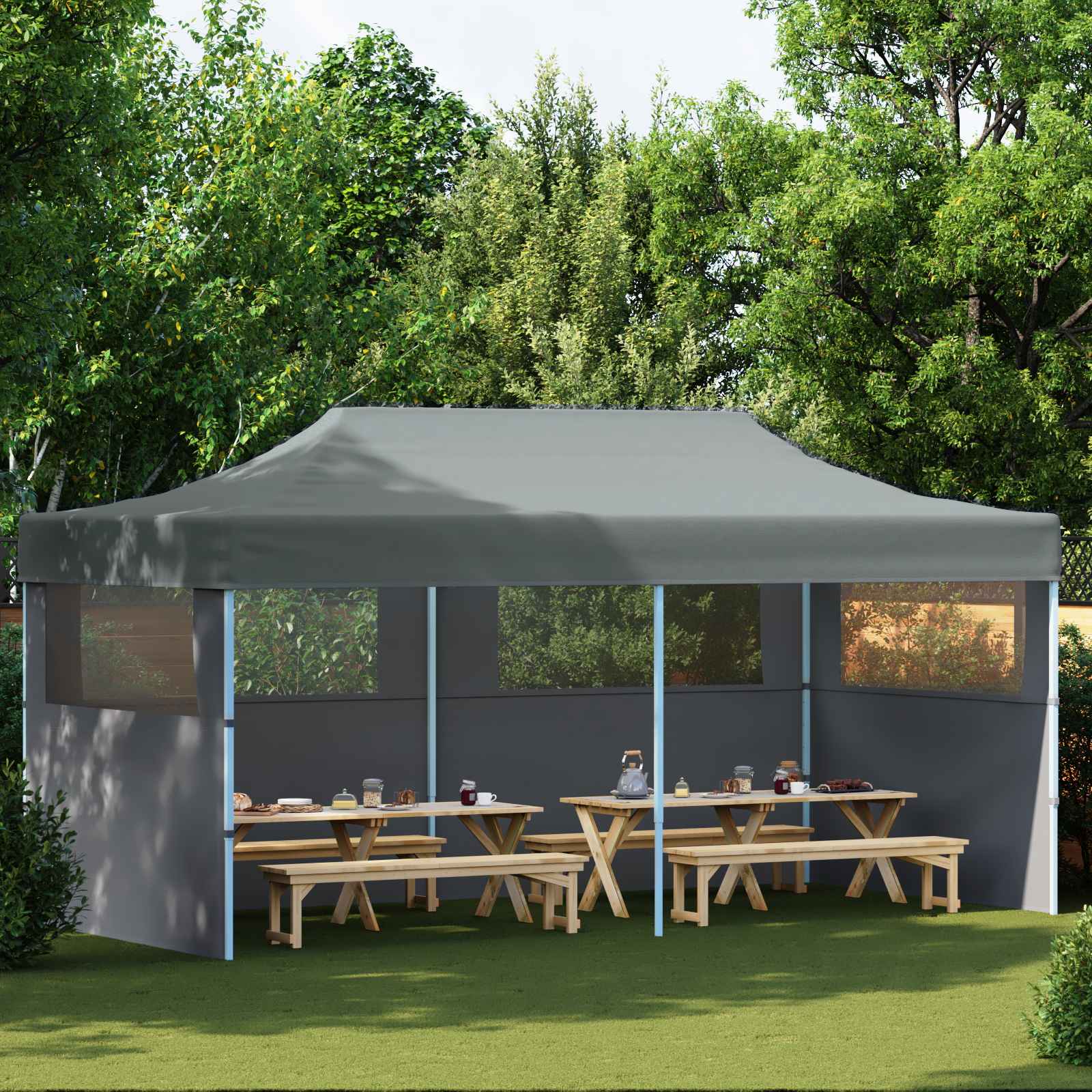 vidaXL Party Tent 291 x 580 x 315 cm Anthracite Oxford Fabric 1