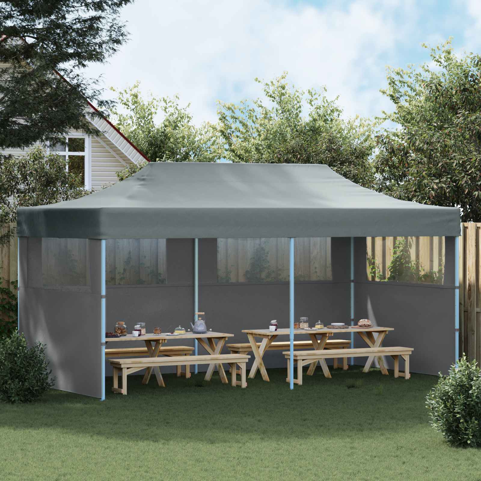 vidaXL Party Tent 291 x 580 x 315 cm Anthracite Oxford Fabric 3