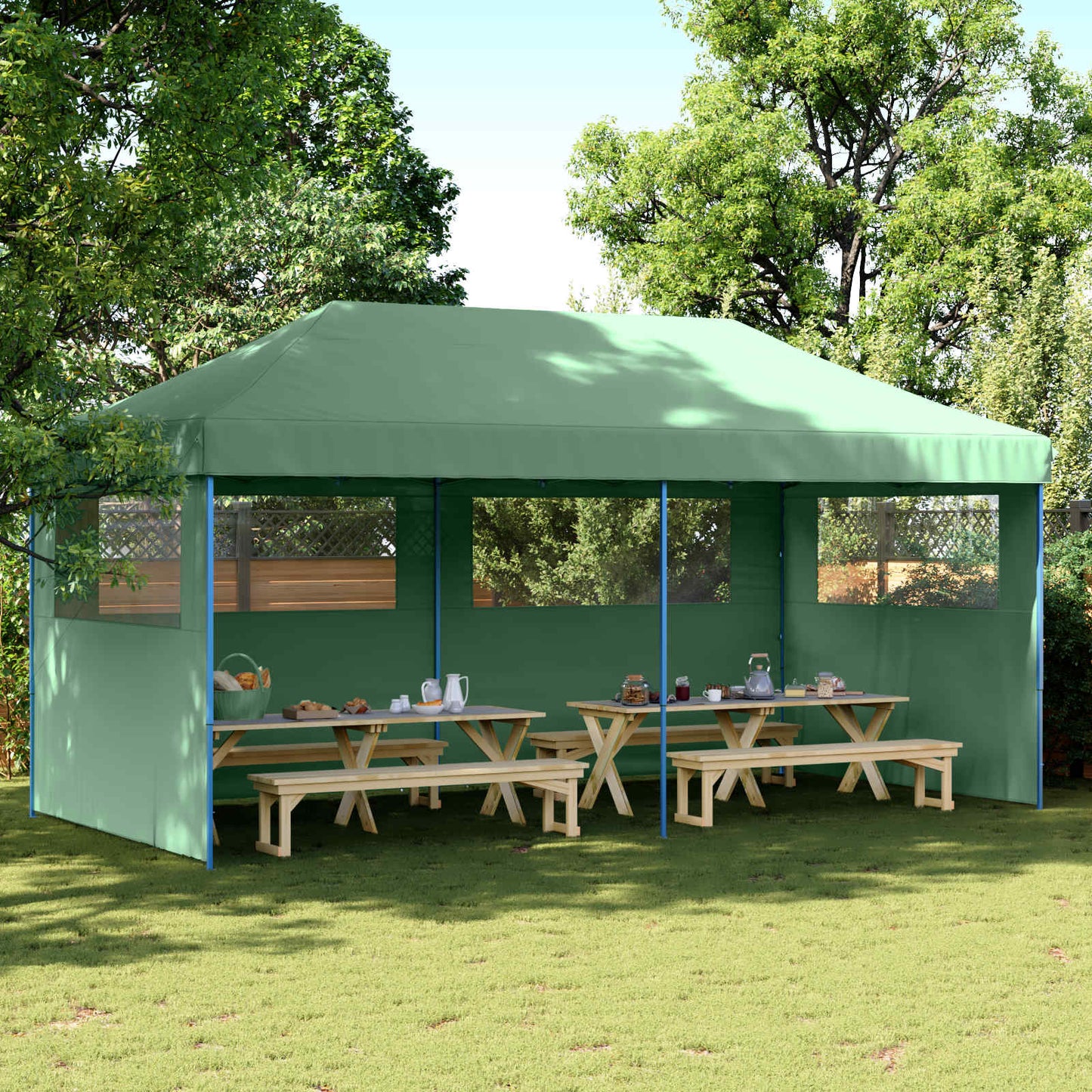 vidaXL Party Tent 292 x 580 x 315 cm Green Oxford Fabric 1