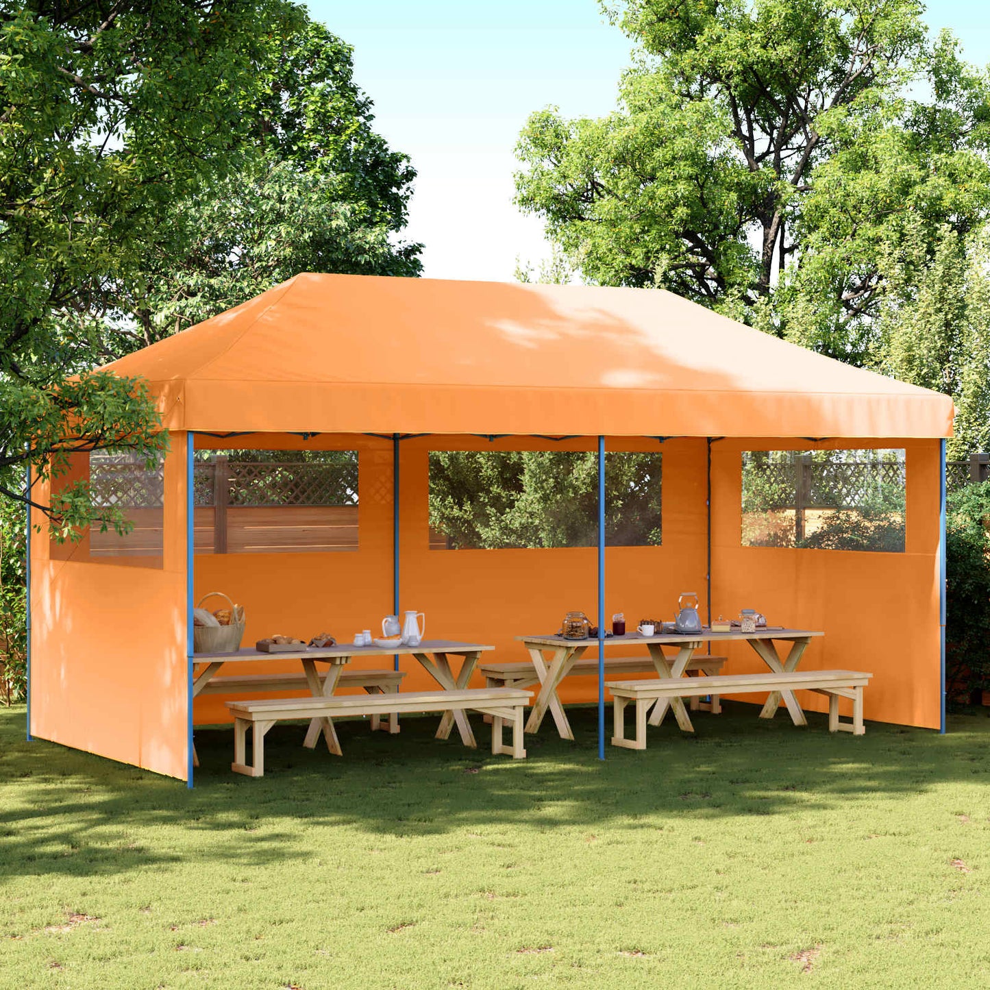 vidaXL Party Tent 292 x 580 x 315 cm Orange Oxford Fabric 1