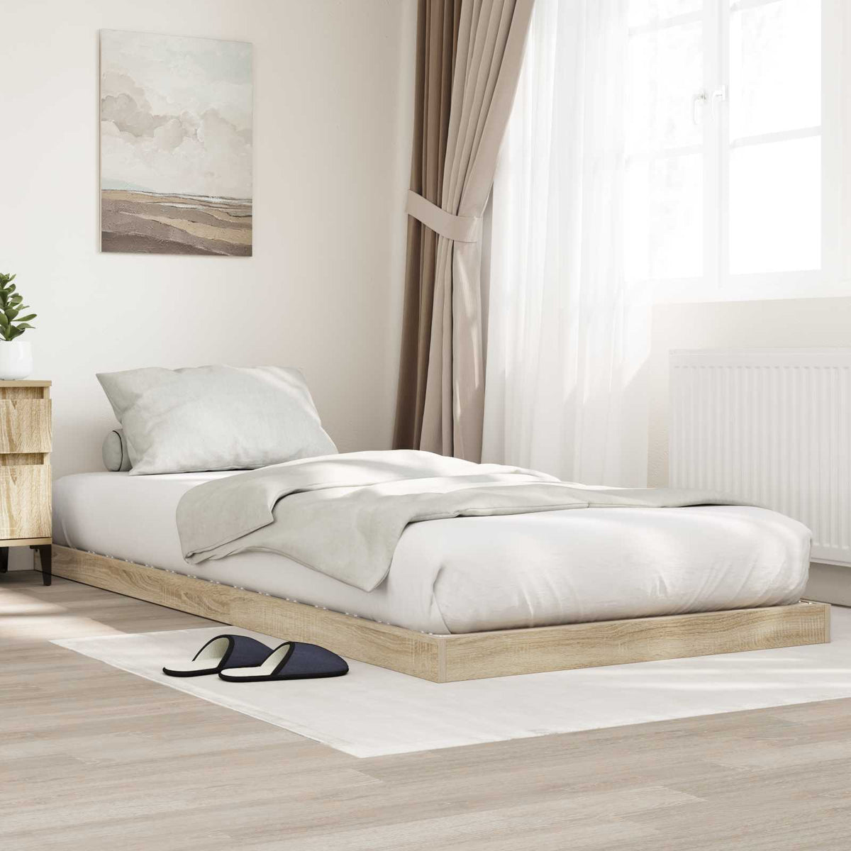 Floor Bed Frame Engineered Wood Length 190 cm Sonoma oak