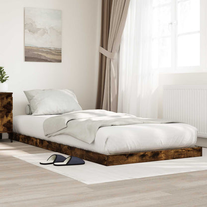 Floor Bed Frame Engineered Wood Length 190 cm Smoked oak