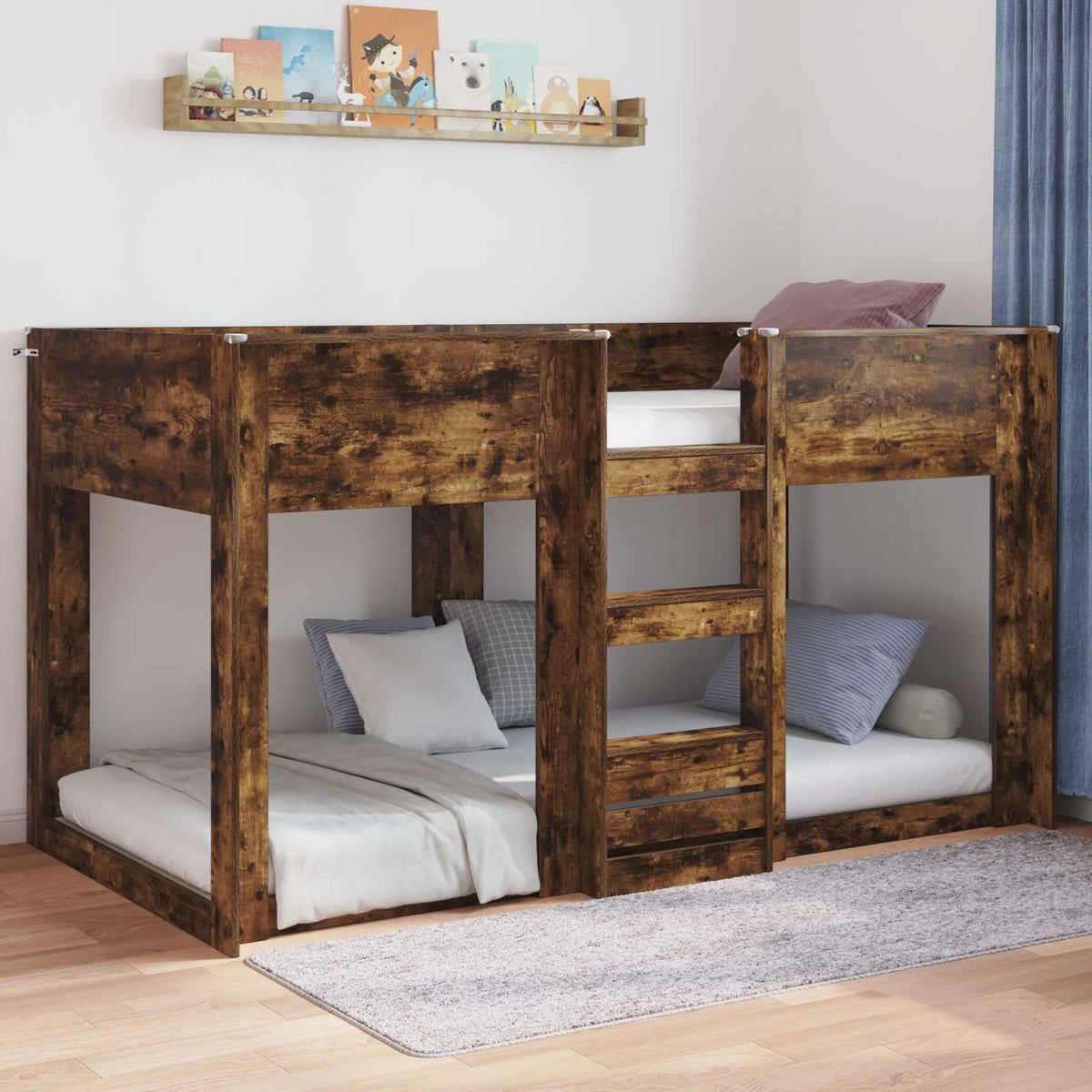 Floor Bed Frame Engineered Wood Length 190 cm Smoked oak
