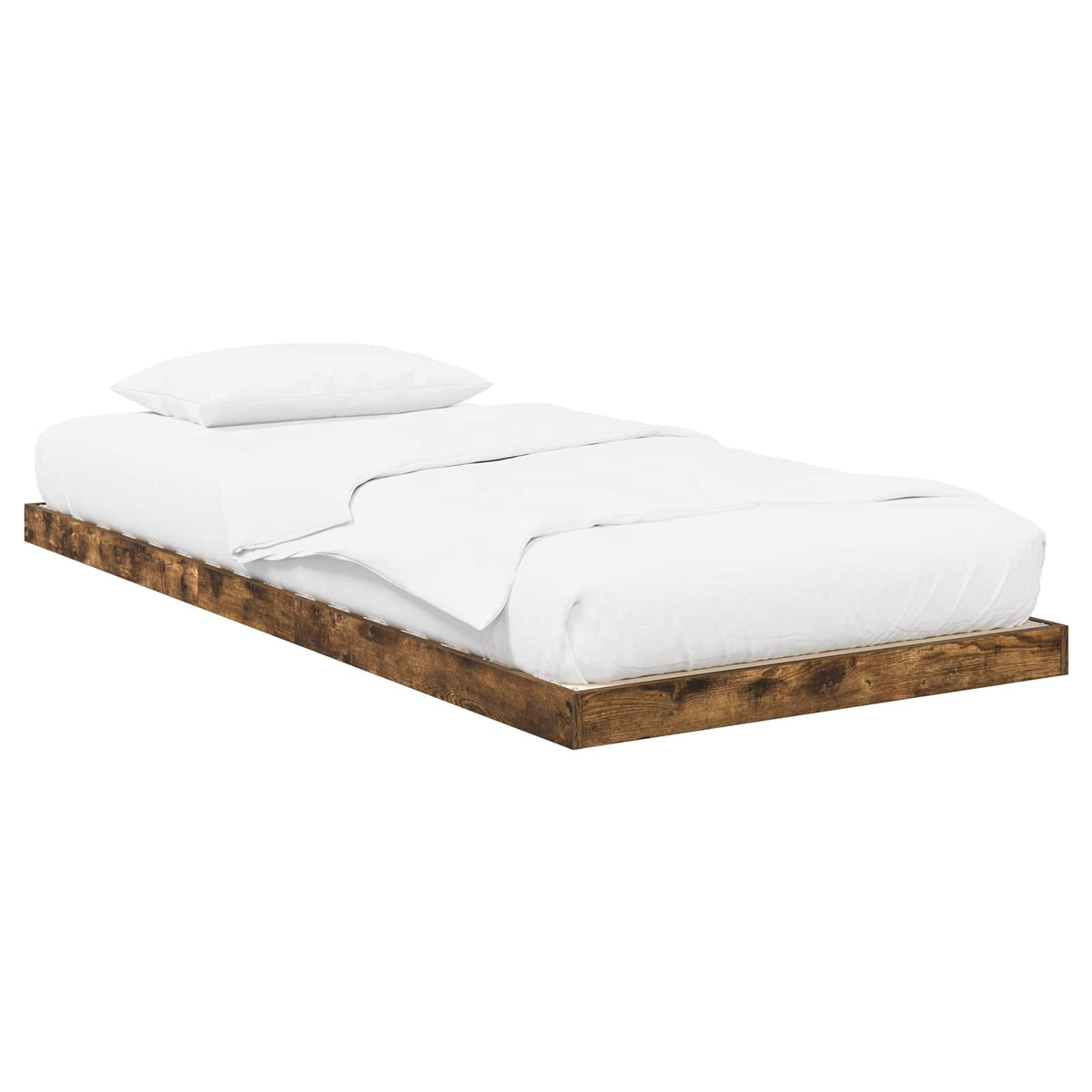 Floor Bed Frame Engineered Wood Length 190 cm Smoked oak