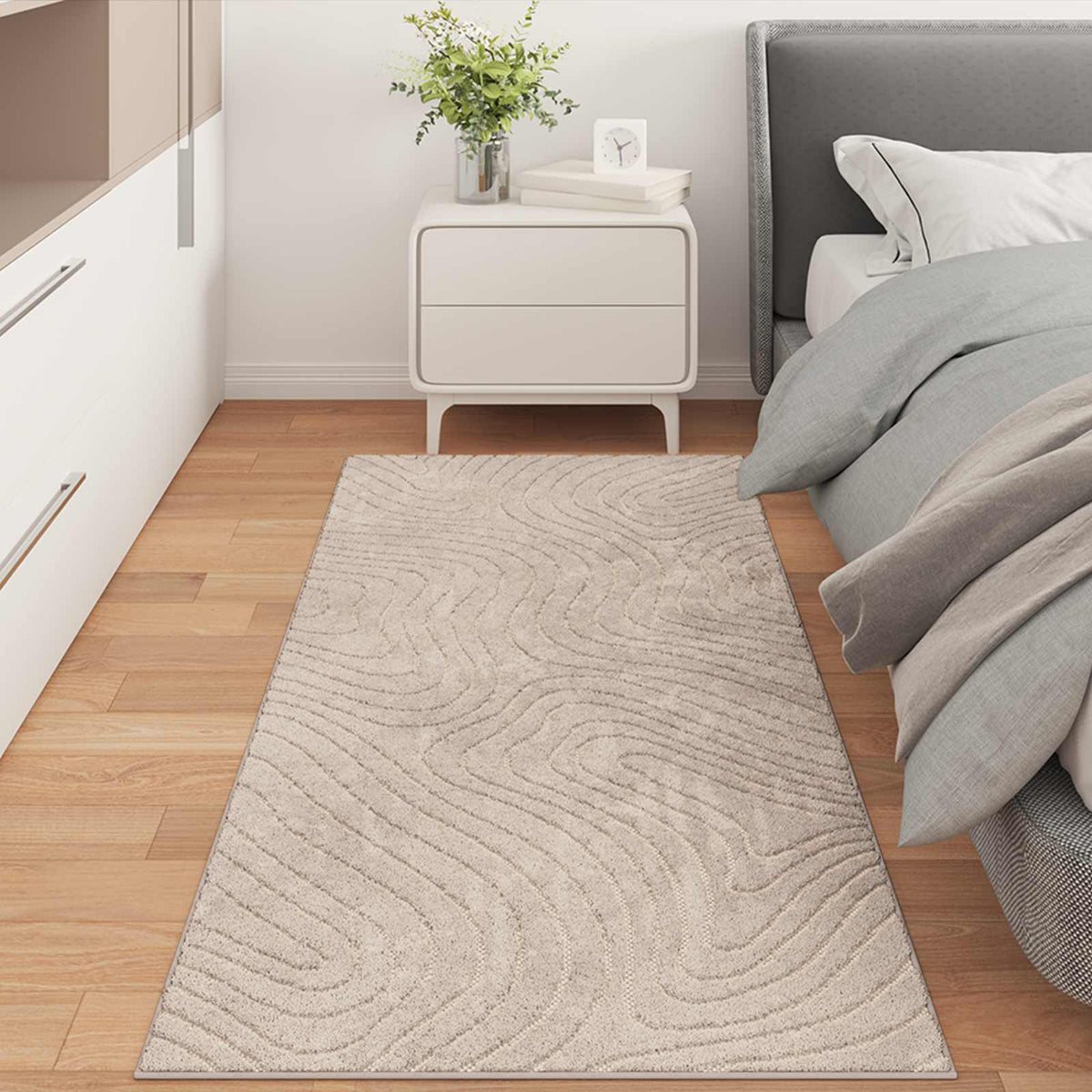 Indoor and Outdoor Rug PALMERAS Polyester Waveform Beige 80 x 200 cm