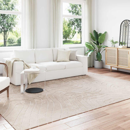 Indoor and Outdoor Rug PALMERAS Polyester Waveform Beige 200 x 280 cm