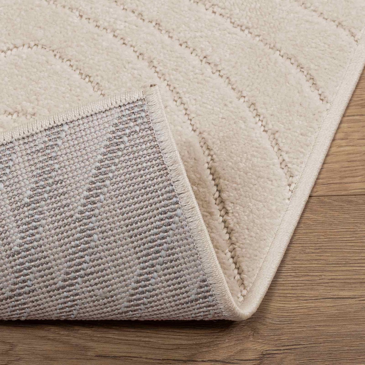 Indoor and Outdoor Rug PALMERAS Polyester Waveform Beige 240 x 240 cm