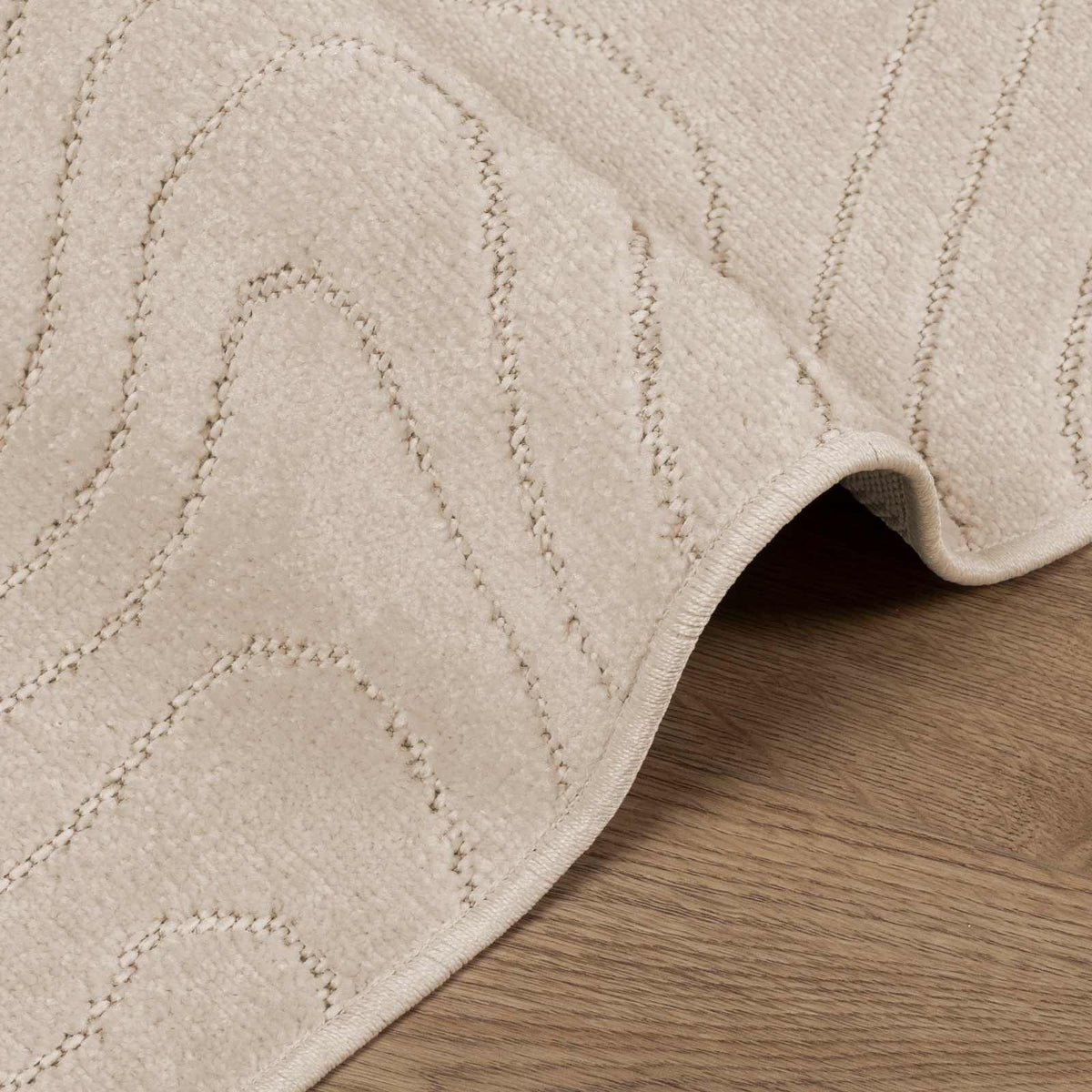 Indoor and Outdoor Rug PALMERAS Polyester Waveform Beige 240 x 240 cm