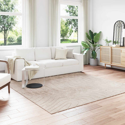 Indoor and Outdoor Rug PALMERAS Polyester Waveform Beige 240 x 240 cm