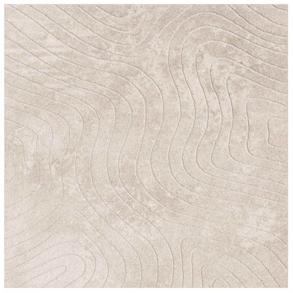 Indoor and Outdoor Rug PALMERAS Polyester Waveform Beige 240 x 240 cm