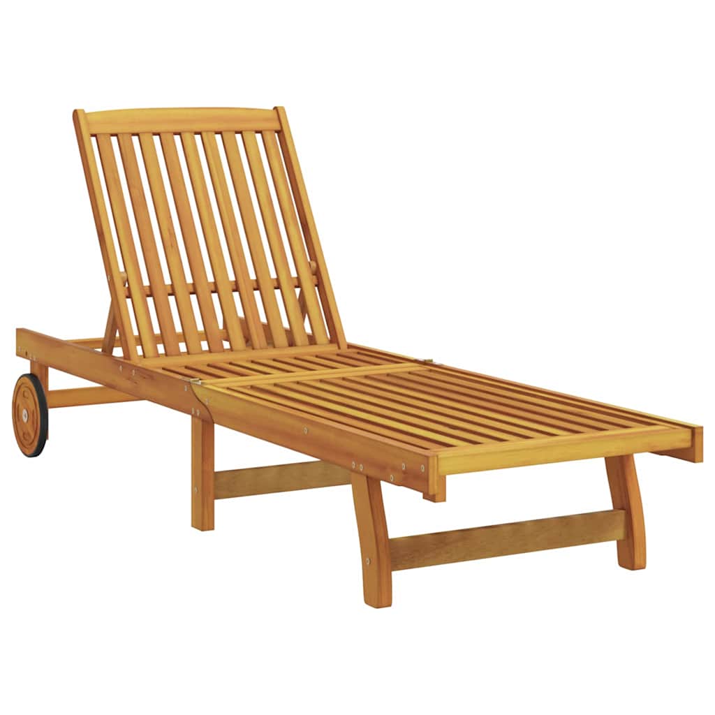 vidaXL Sun Lounger Reclining Brown Solid Acacia Wood 4