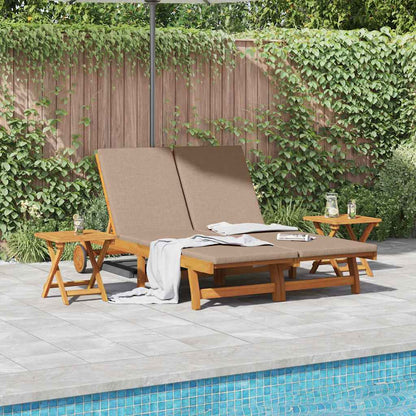 vidaXL Sun Lounger 2 pcs Solid Acacia Wood Brown Taupe