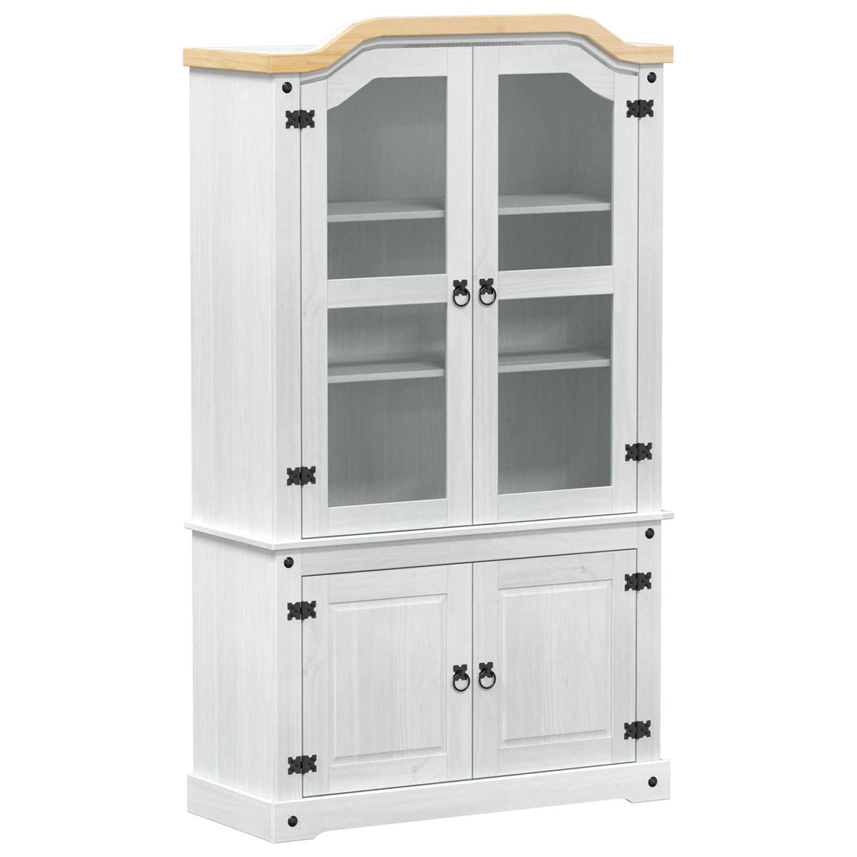 vidaXL Display Cabinet White 103.5 x 42 x 180 cm Solid Pine Wood 2