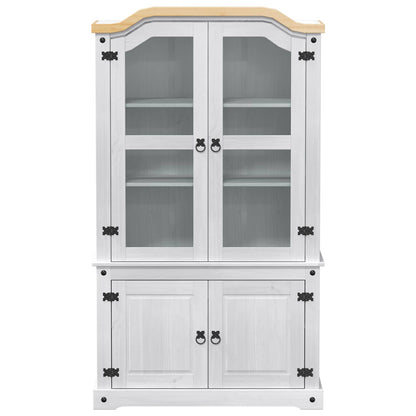 vidaXL Display Cabinet White 103.5 x 42 x 180 cm Solid Pine Wood 4