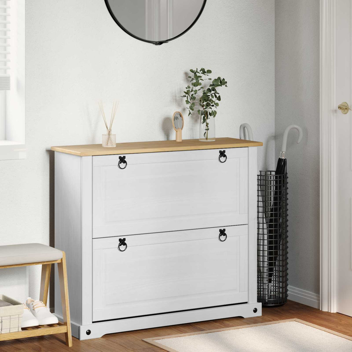 vidaXL Shoe Cabinet CORONA 99 x 32 x Solid Pine Wood
