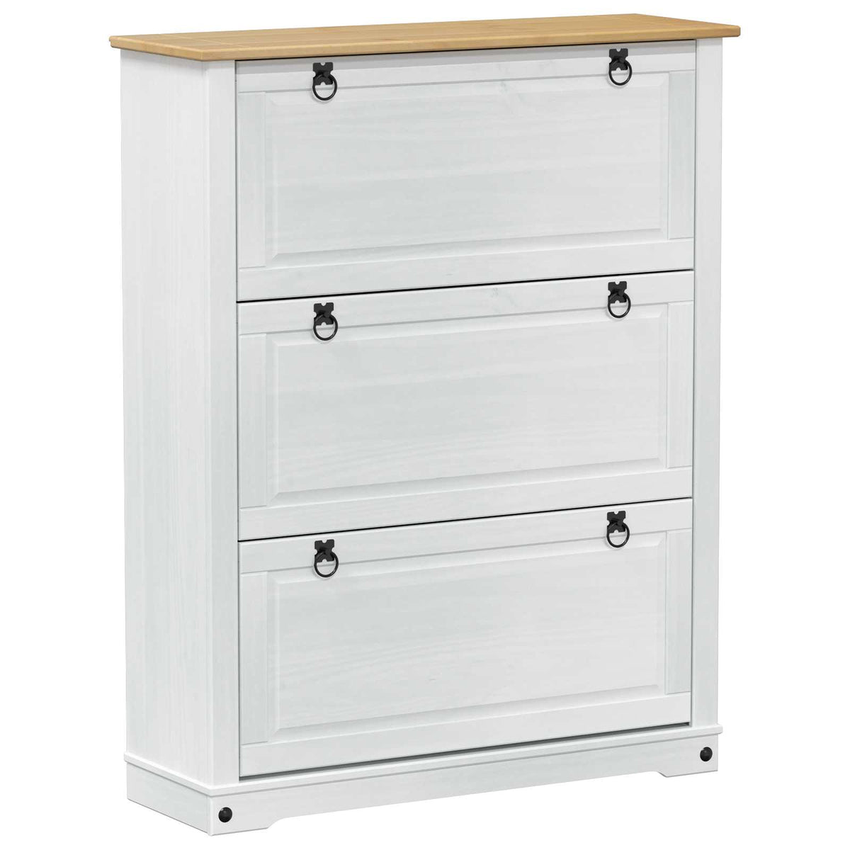 Shoe Cabinet CORONA 99 x 32 x Solid Pine Wood White 124.5 cm