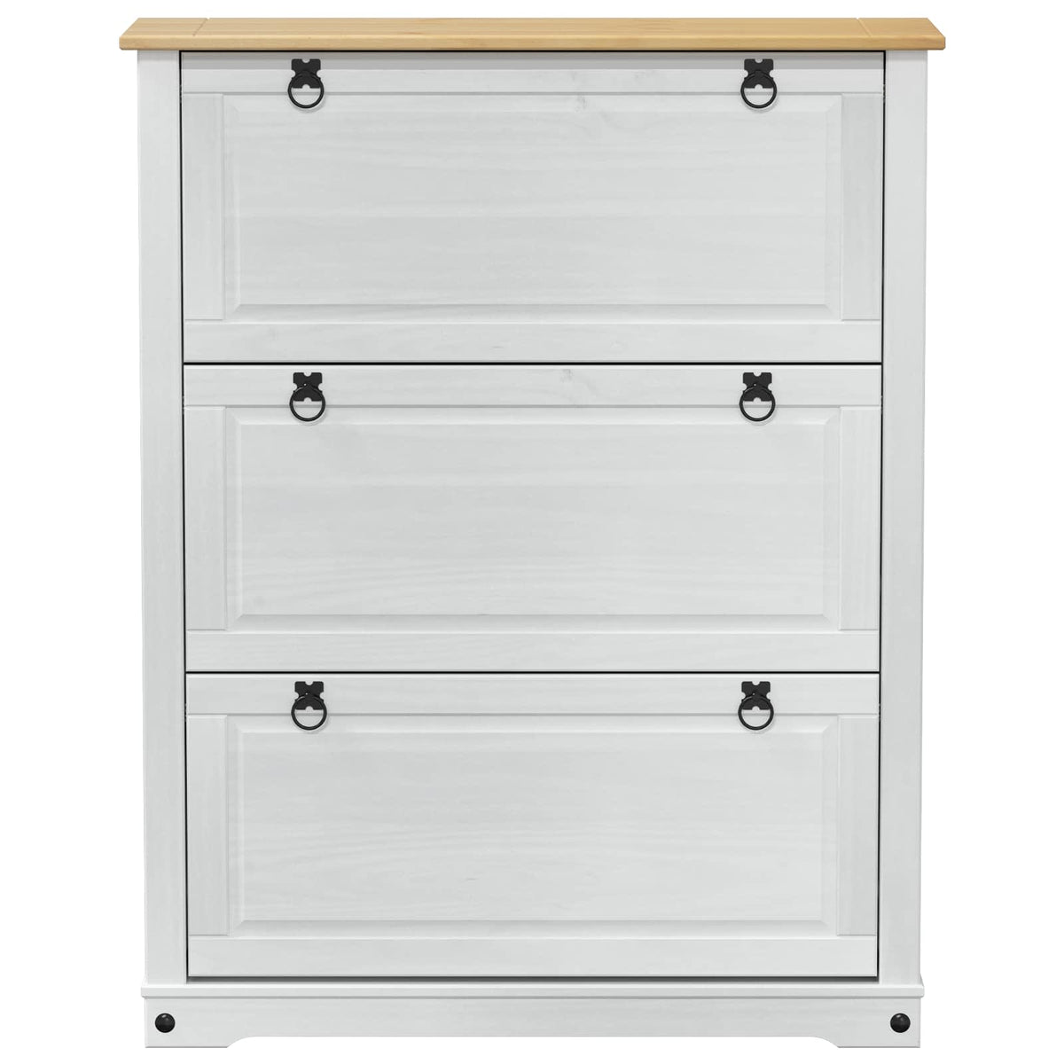 vidaXL Shoe Cabinet CORONA 99 x 32 x 124.5 cm Solid Pine Wood White 4