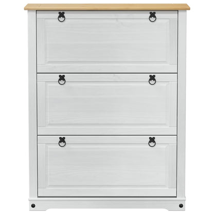 vidaXL Shoe Cabinet CORONA 99 x 32 x 124.5 cm Solid Pine Wood White 4