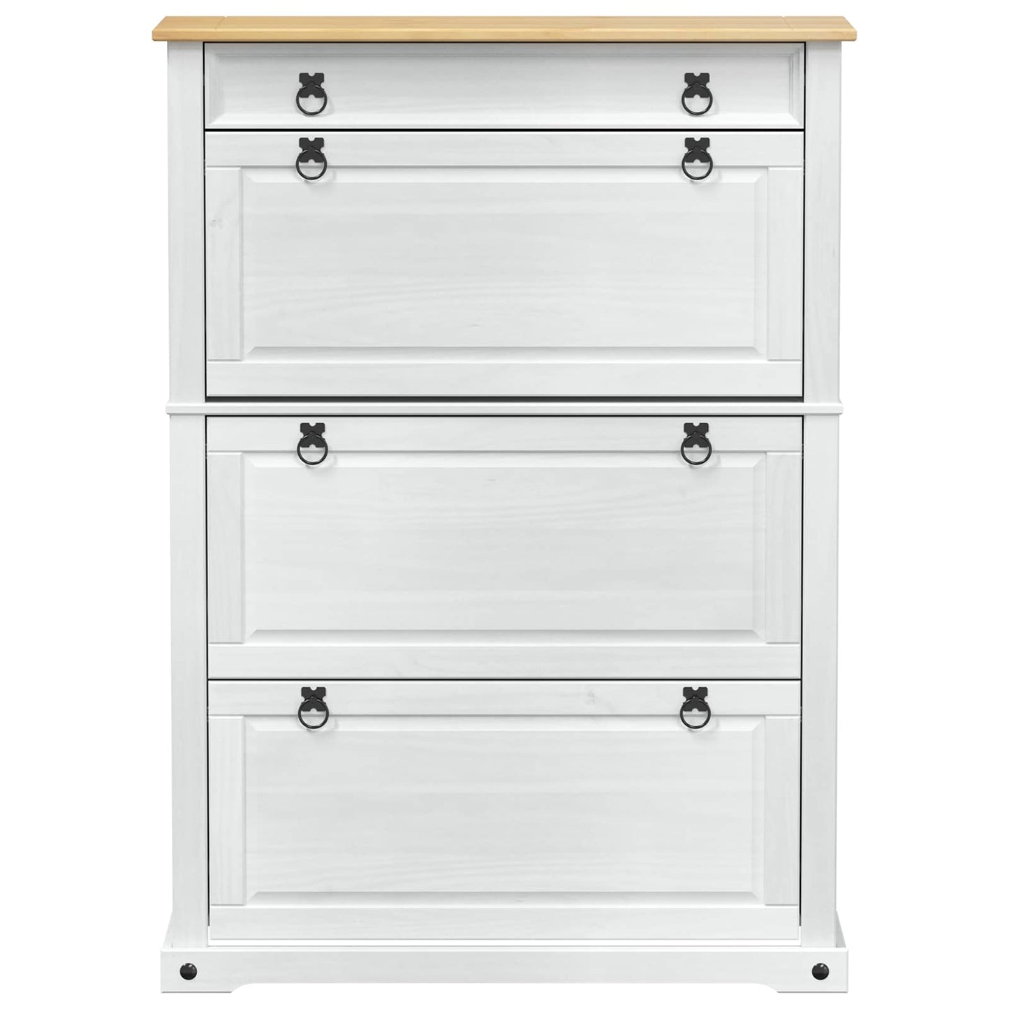vidaXL Shoe Cabinet Corona White 99 x 32 x 138 cm Solid Pine Wood 4