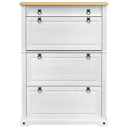 vidaXL Shoe Cabinet Corona White 99 x 32 x 138 cm Solid Pine Wood 4