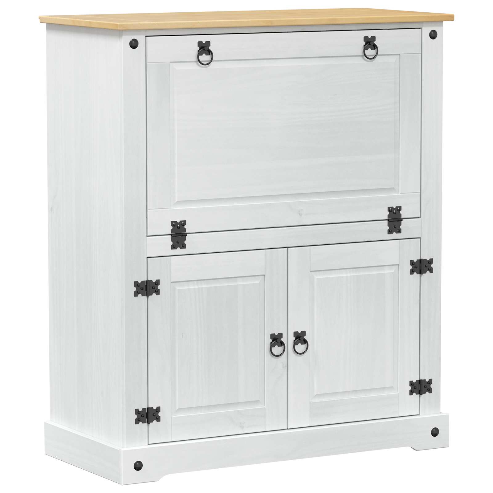 vidaXL Wine cabinet White 97 x 45 x 114 cm Solid Pine Wood 2