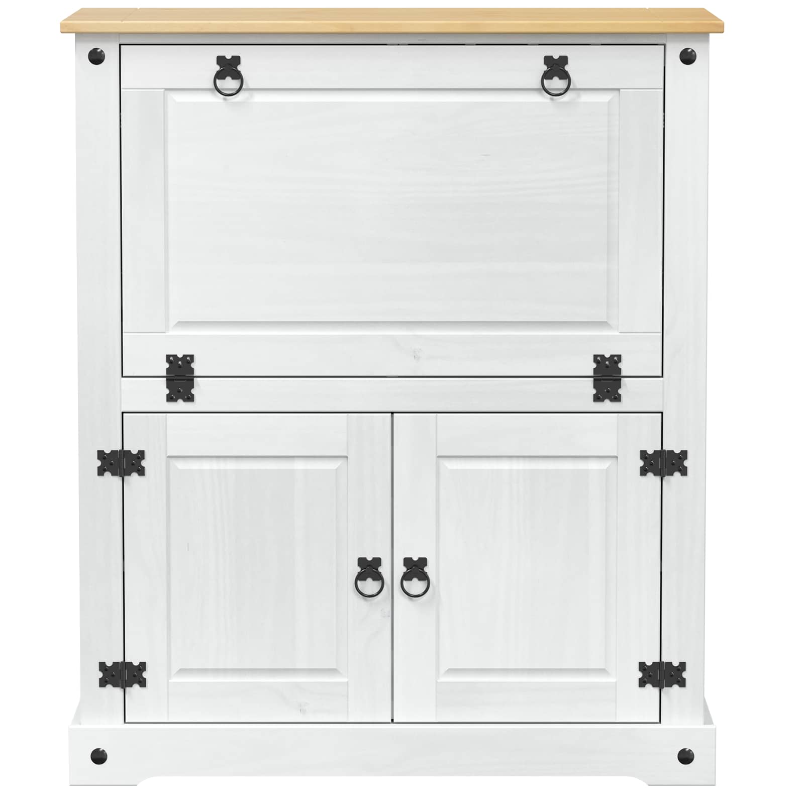 vidaXL Wine cabinet White 97 x 45 x 114 cm Solid Pine Wood 4