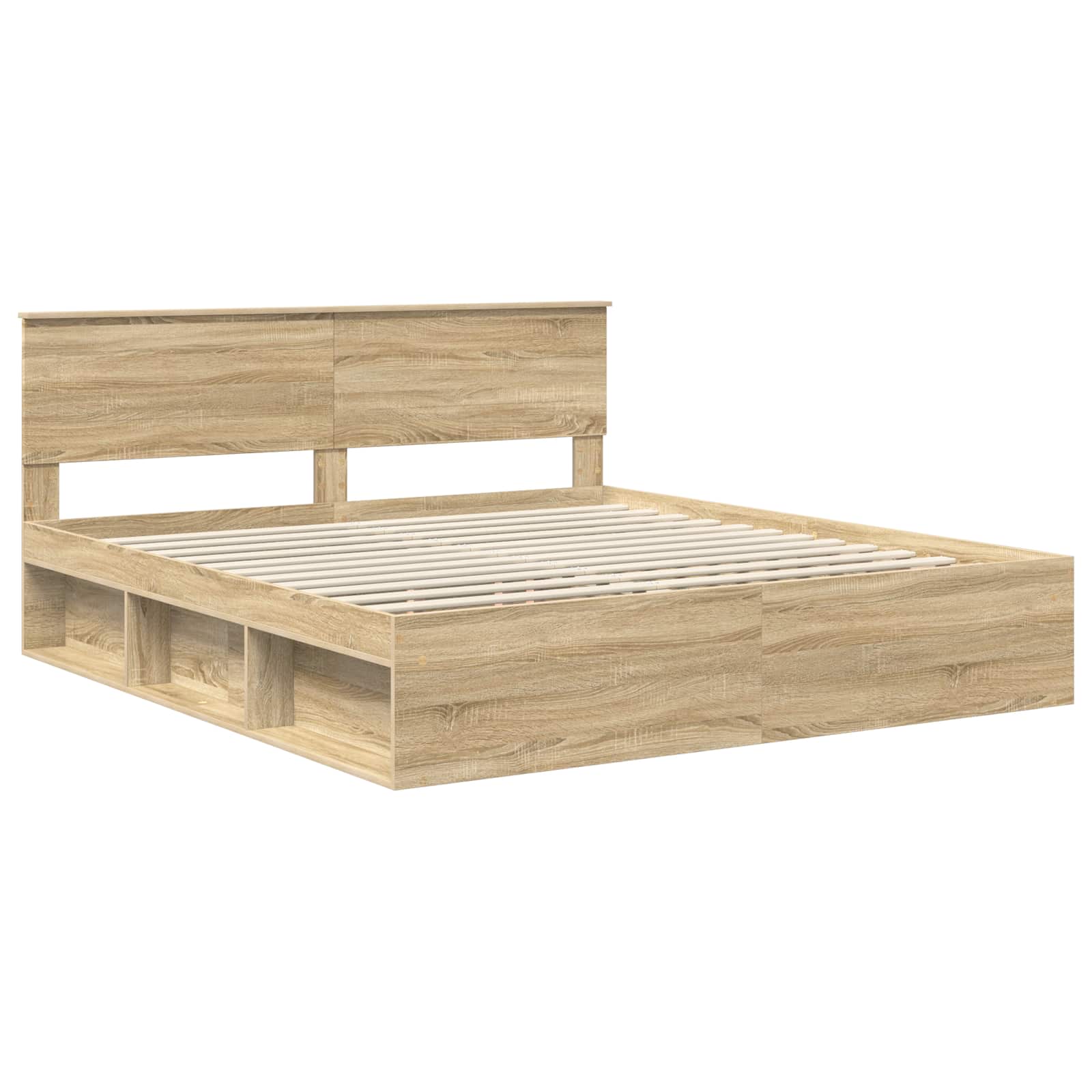 vidaXL Bed Frame with Headboard Sonoma 200 x 200 cm Engineered wood 4