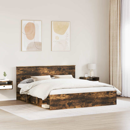 vidaXL Bed Frame Smoked Oak 200 x 200 cm Engineered wood 3