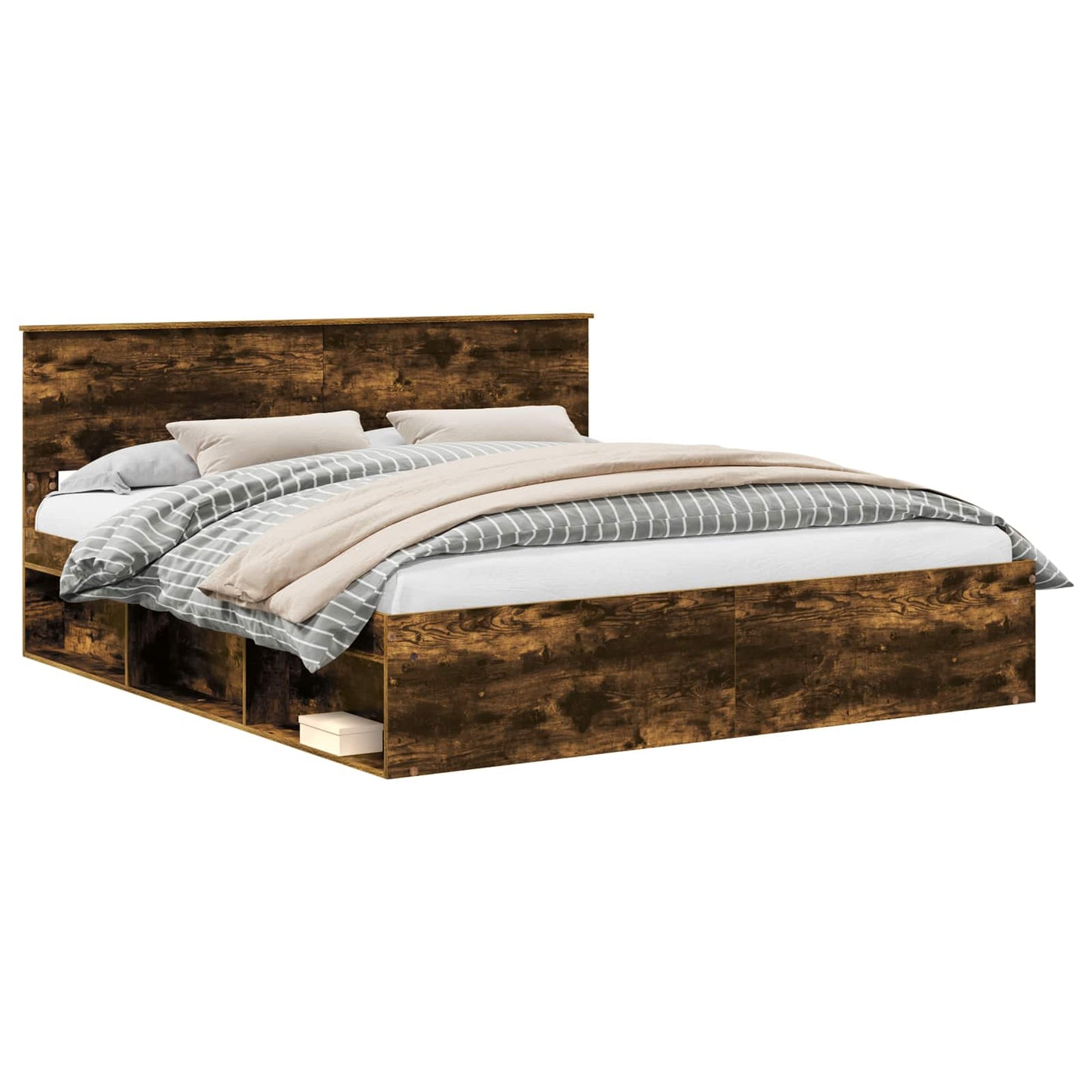 vidaXL Bed Frame Smoked Oak 200 x 200 cm Engineered wood 2