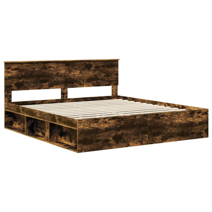 vidaXL Bed Frame Smoked Oak 200 x 200 cm Engineered wood 4