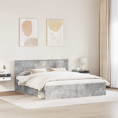 Bed Frame 180 x 200 cm Engineered wood Length 200 cm Width 180 cm Concrete grey