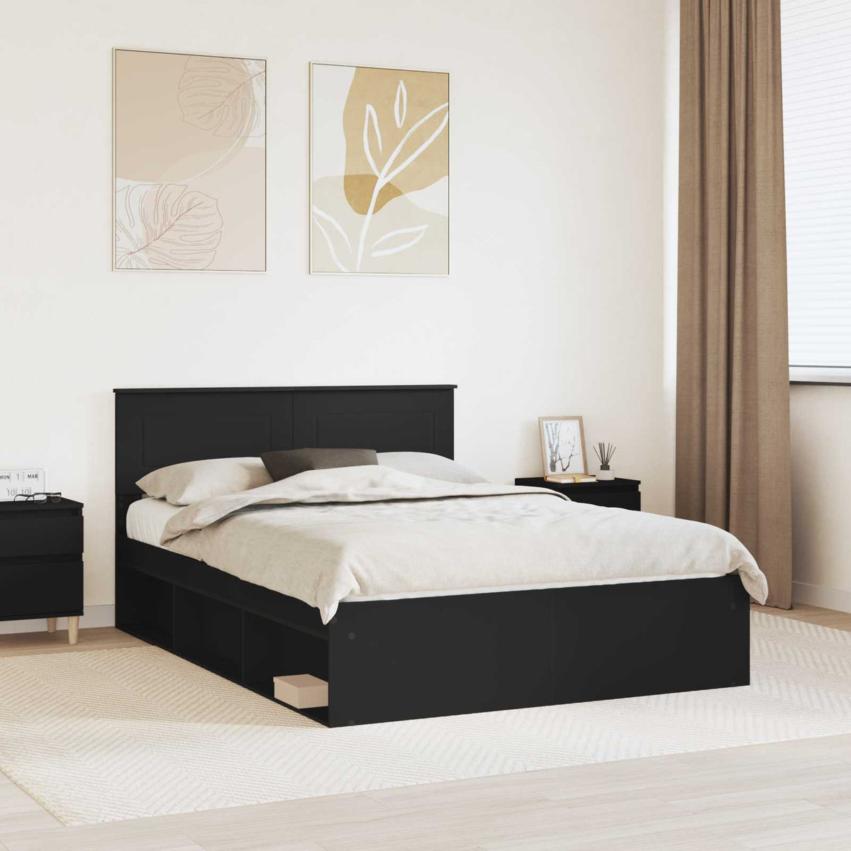 vidaXL Bed Frame with Headboard 150 x 200 cm Engineered wood