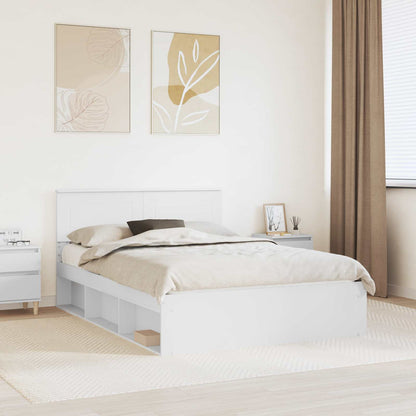 vidaXL Bed Frame with Headboard White 140 x 190 cm Engineered wood 1