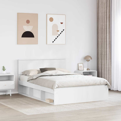 vidaXL Bed Frame with Headboard White 140 x 190 cm Engineered wood 3