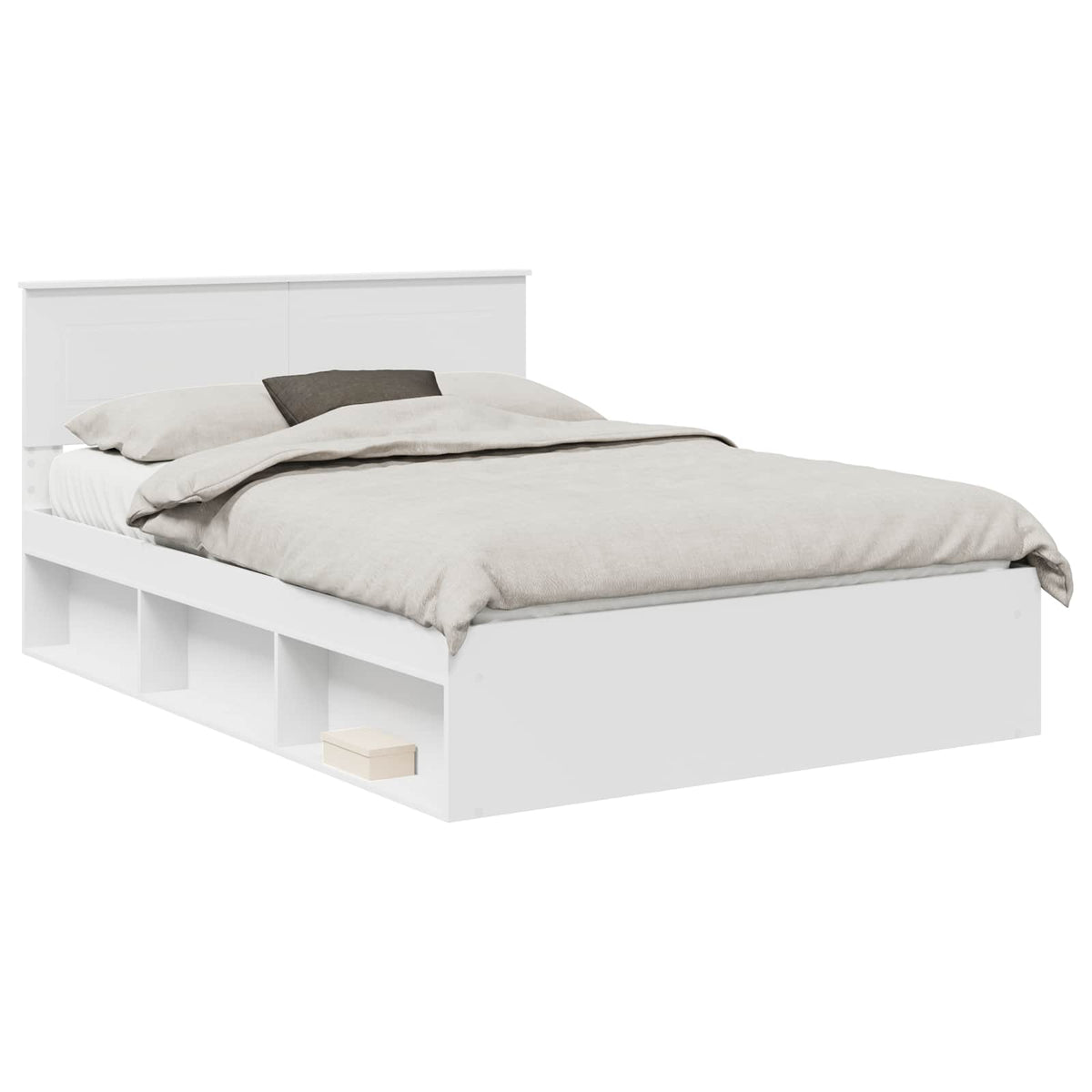 vidaXL Bed Frame with Headboard White 140 x 190 cm Engineered wood 2