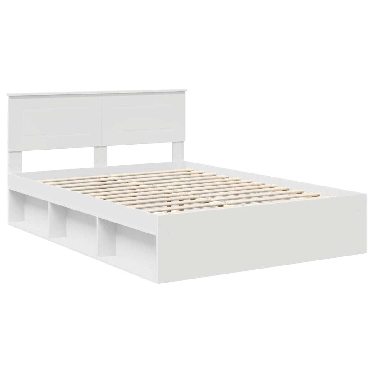 vidaXL Bed Frame with Headboard White 140 x 190 cm Engineered wood 4