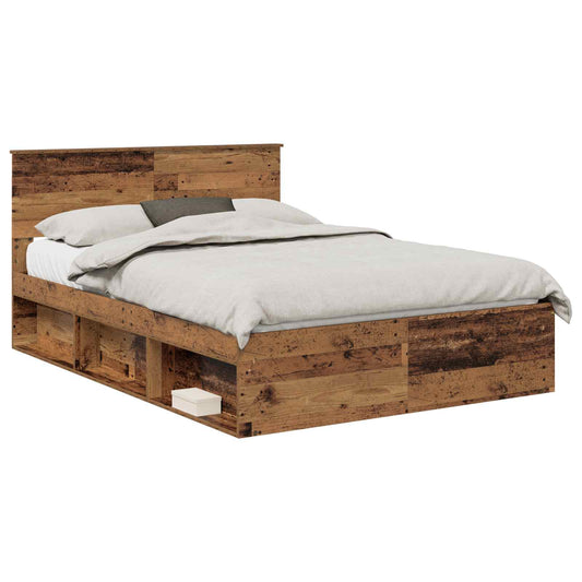 vidaXL Bed Frame with Headboard Old Wood 140 x 190 cm Engineered wood 2