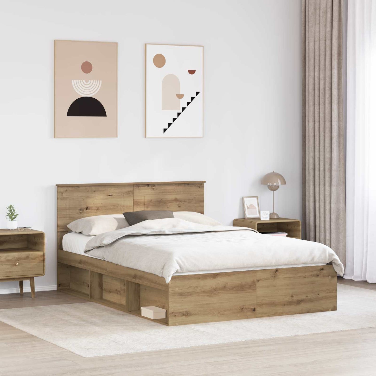 vidaXL Bed Frame Artisian Oak 140 x 190 cm Engineered wood 3