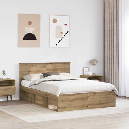 vidaXL Bed Frame Artisian Oak 140 x 190 cm Engineered wood 3