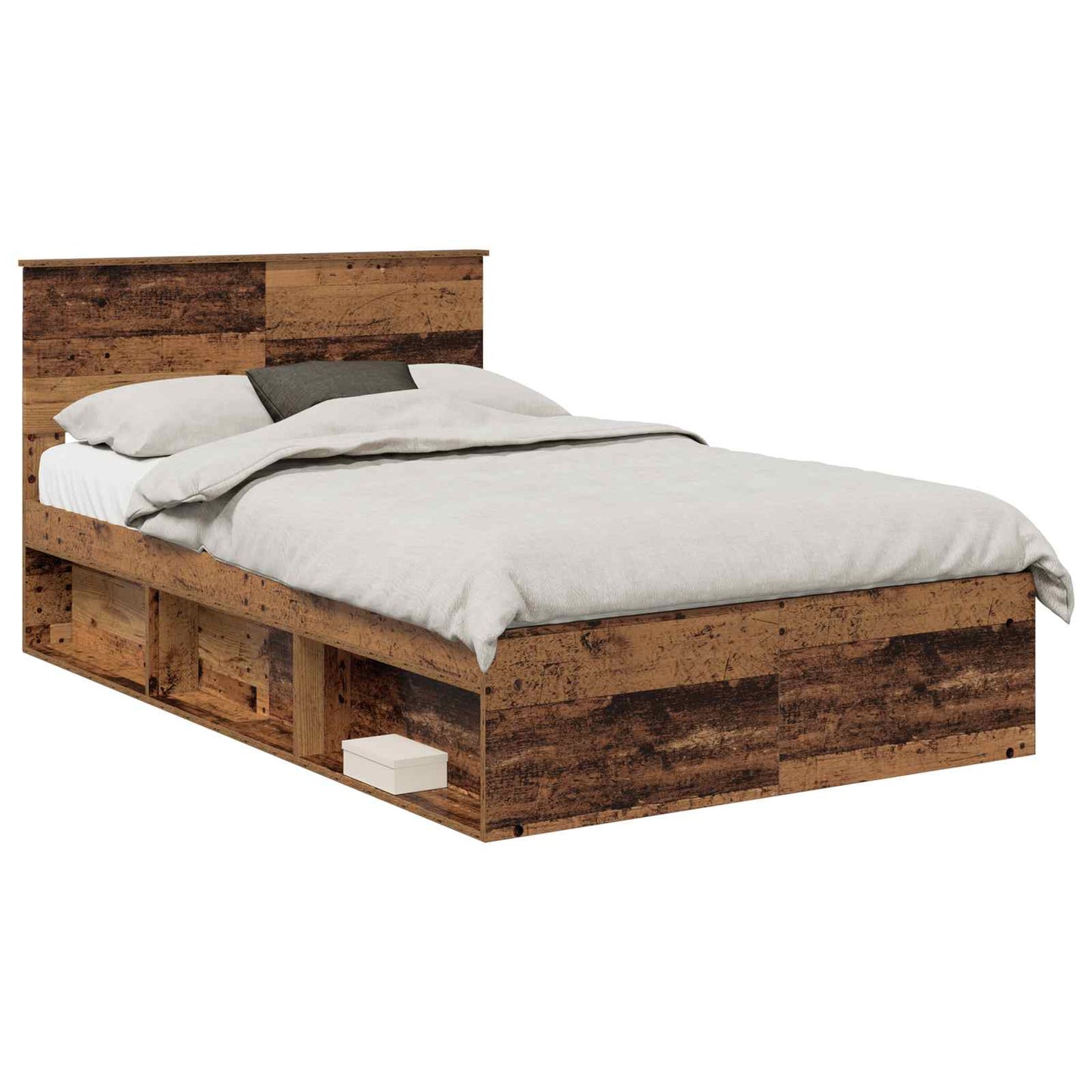 vidaXL Bed Frame with Headboard Old Wood 135 x 190 cm Engineered wood 2