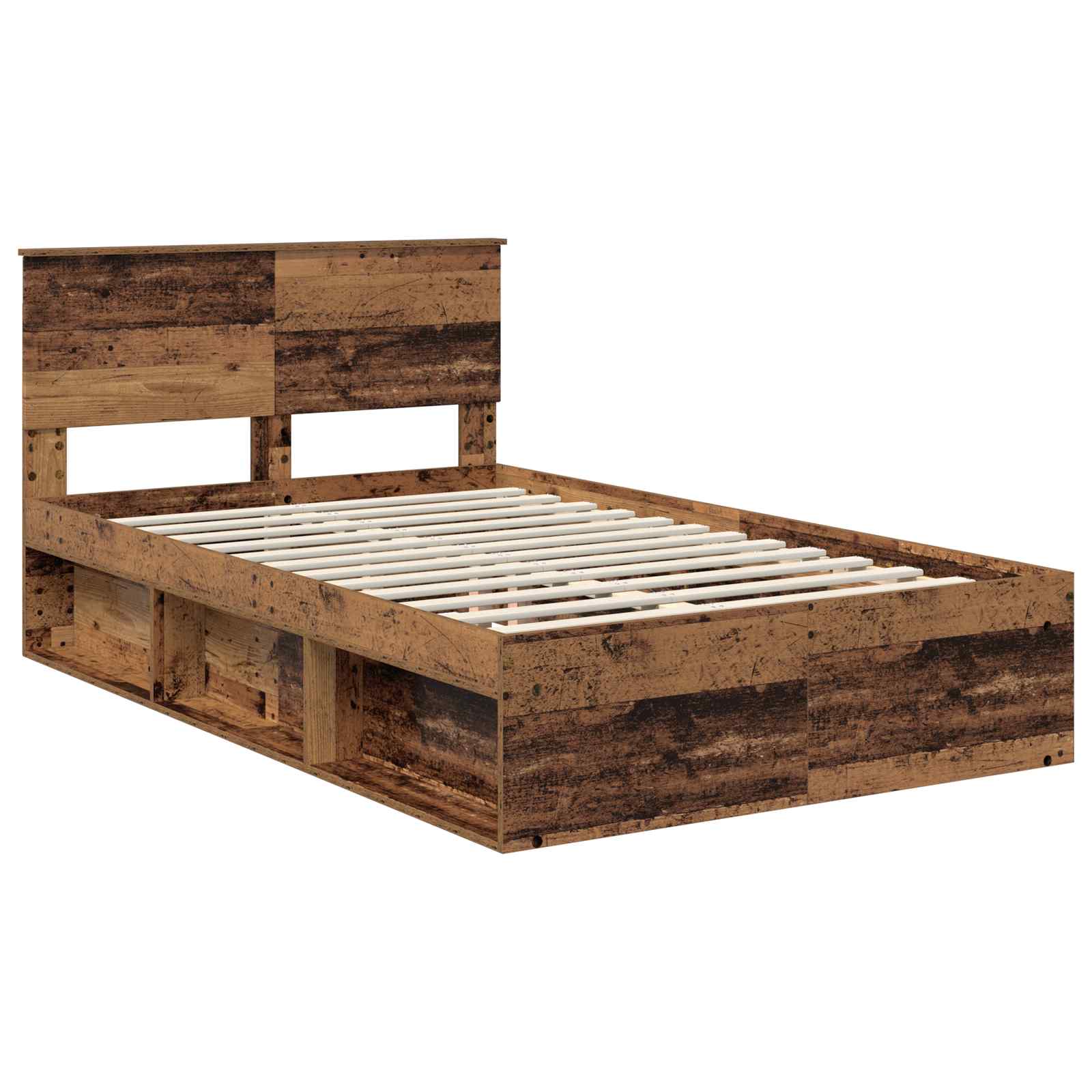 vidaXL Bed Frame with Headboard Old Wood 135 x 190 cm Engineered wood 4