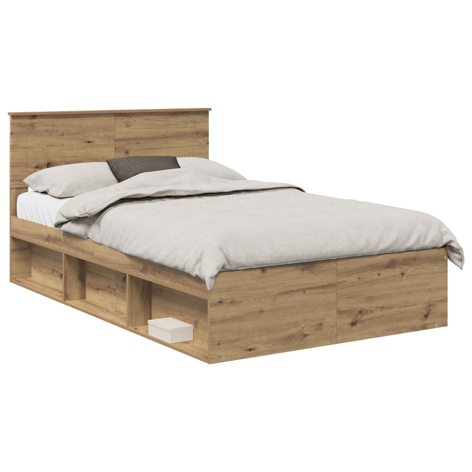 vidaXL Bed Frame Artisian Oak 135 x 190 cm Engineered wood 2