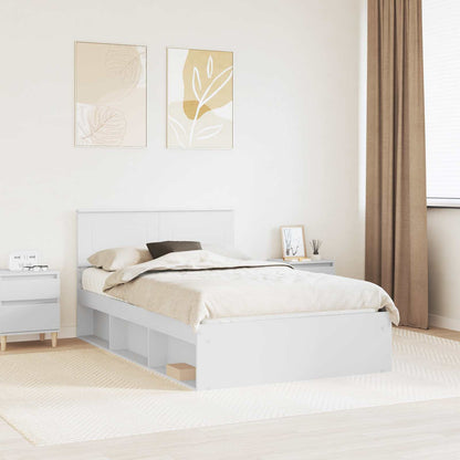 Bed Frame with Headboard 120 x 190 cm Engineered wood White