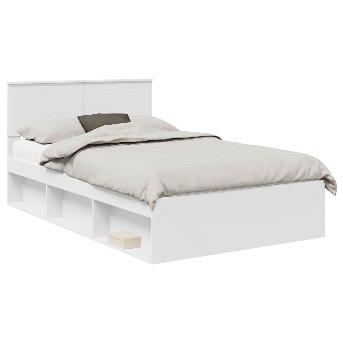 vidaXL Bed Frame with Headboard White 120 x 200 cm Engineered wood 2