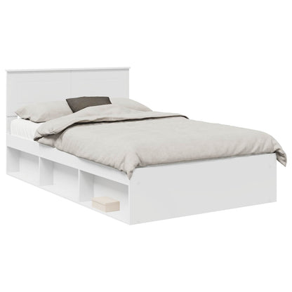 vidaXL Bed Frame with Headboard White 120 x 200 cm Engineered wood 2