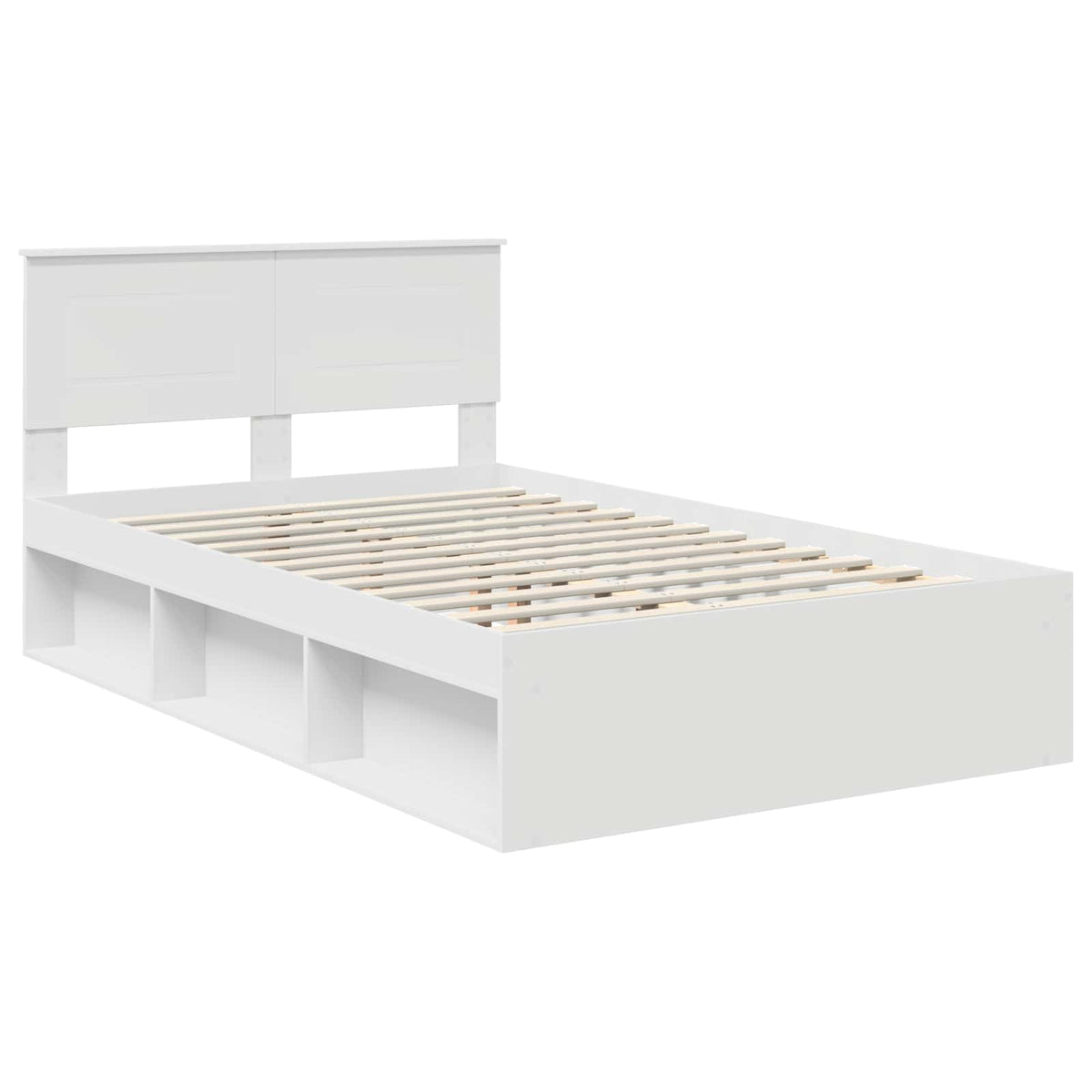 vidaXL Bed Frame with Headboard White 120 x 200 cm Engineered wood 4
