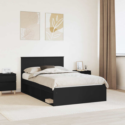 vidaXL Bed Frame with Headboard Black 120 x 200 cm Engineered wood 1