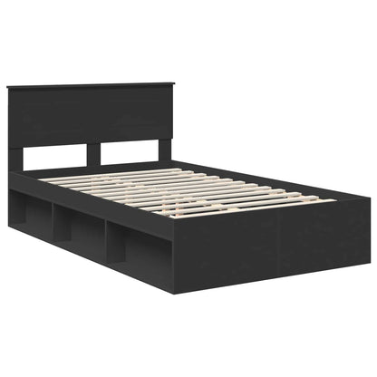 vidaXL Bed Frame with Headboard Black 120 x 200 cm Engineered wood 4