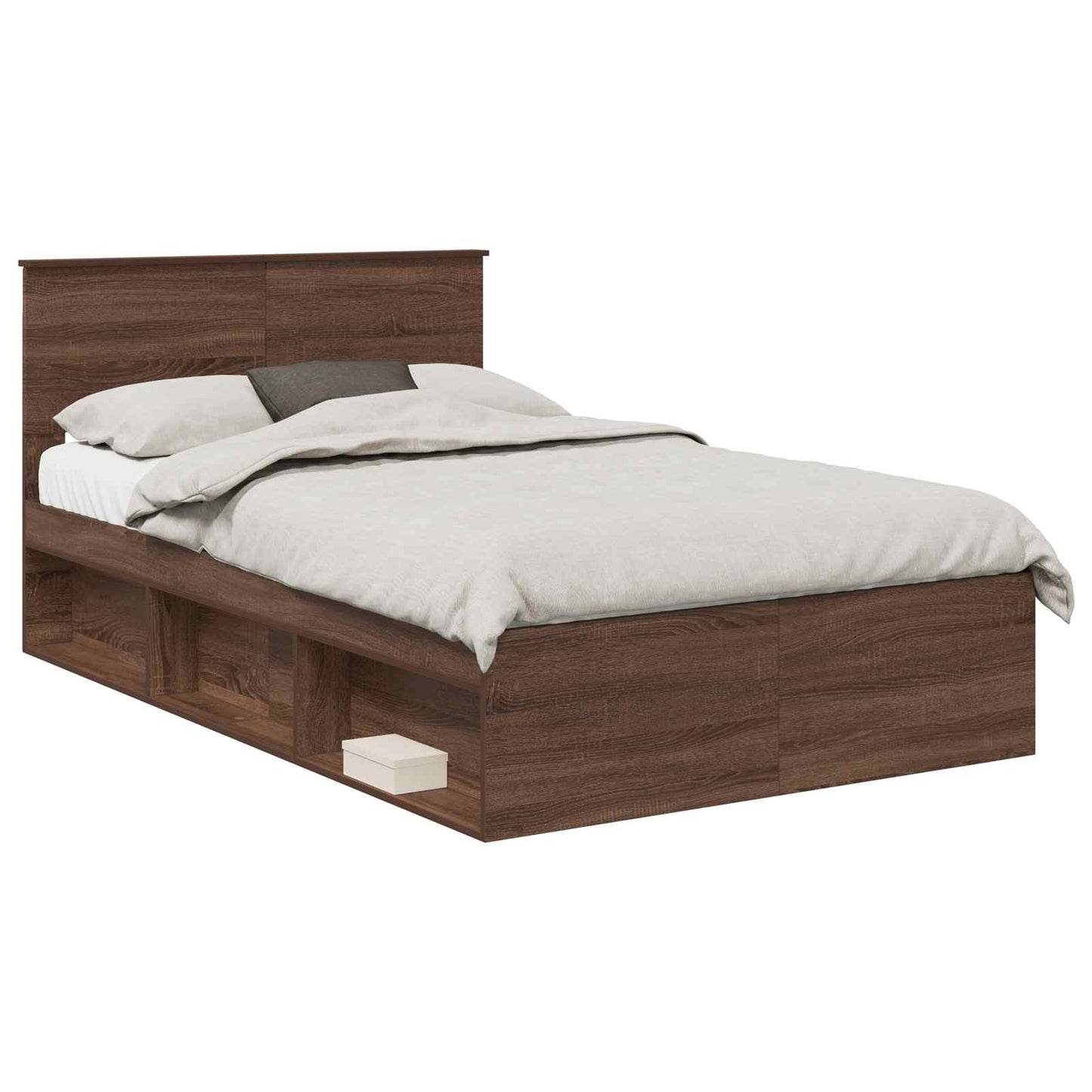 vidaXL Bed Frame with Headboard Brown Oak 120 x 200 cm Engineered wood 2