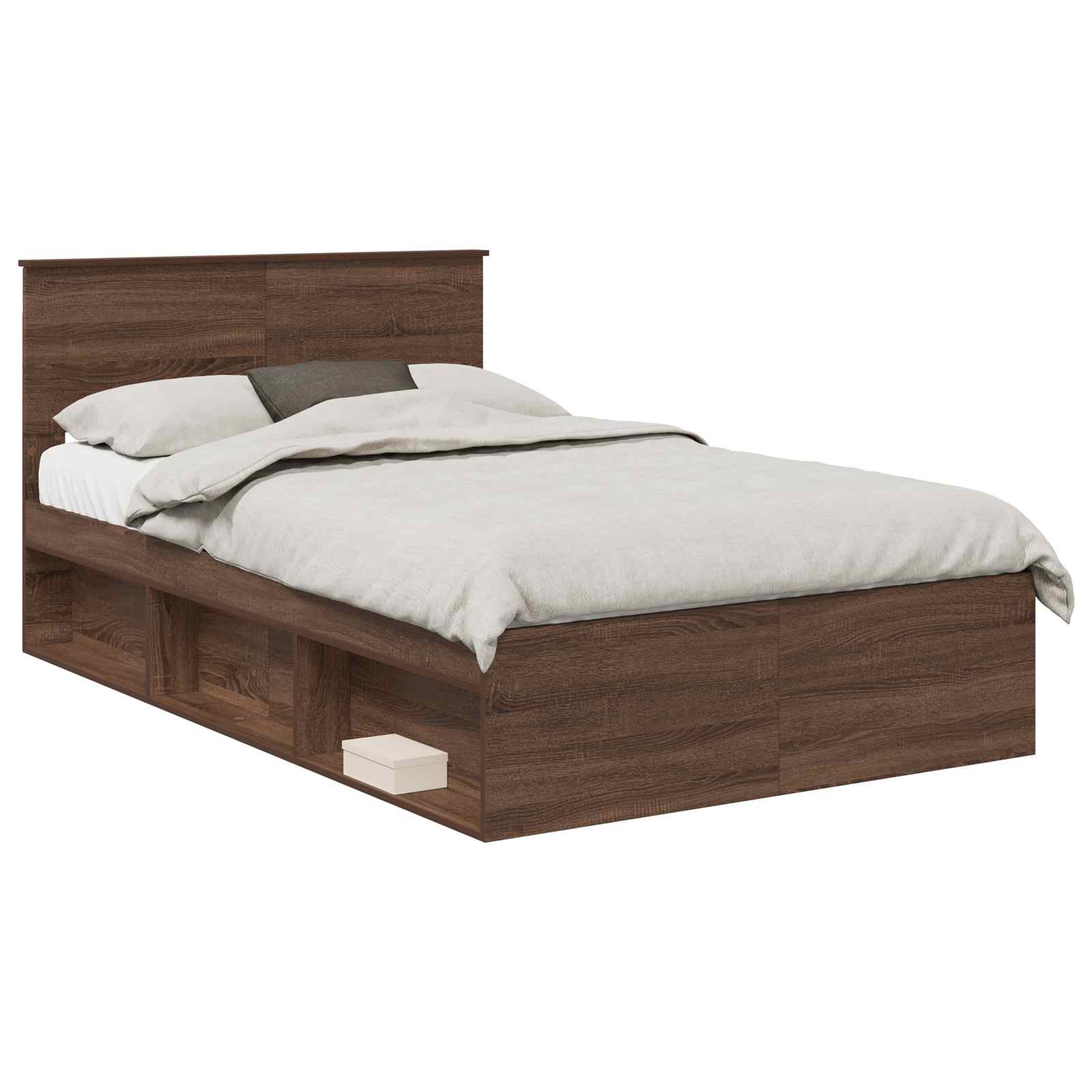 vidaXL Bed Frame with Headboard Brown Oak 120 x 200 cm Engineered wood 2